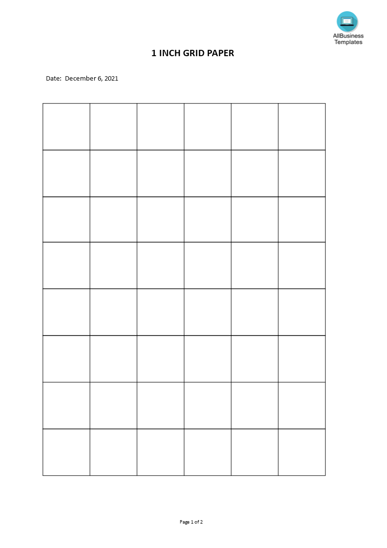 1 inch grid paper template