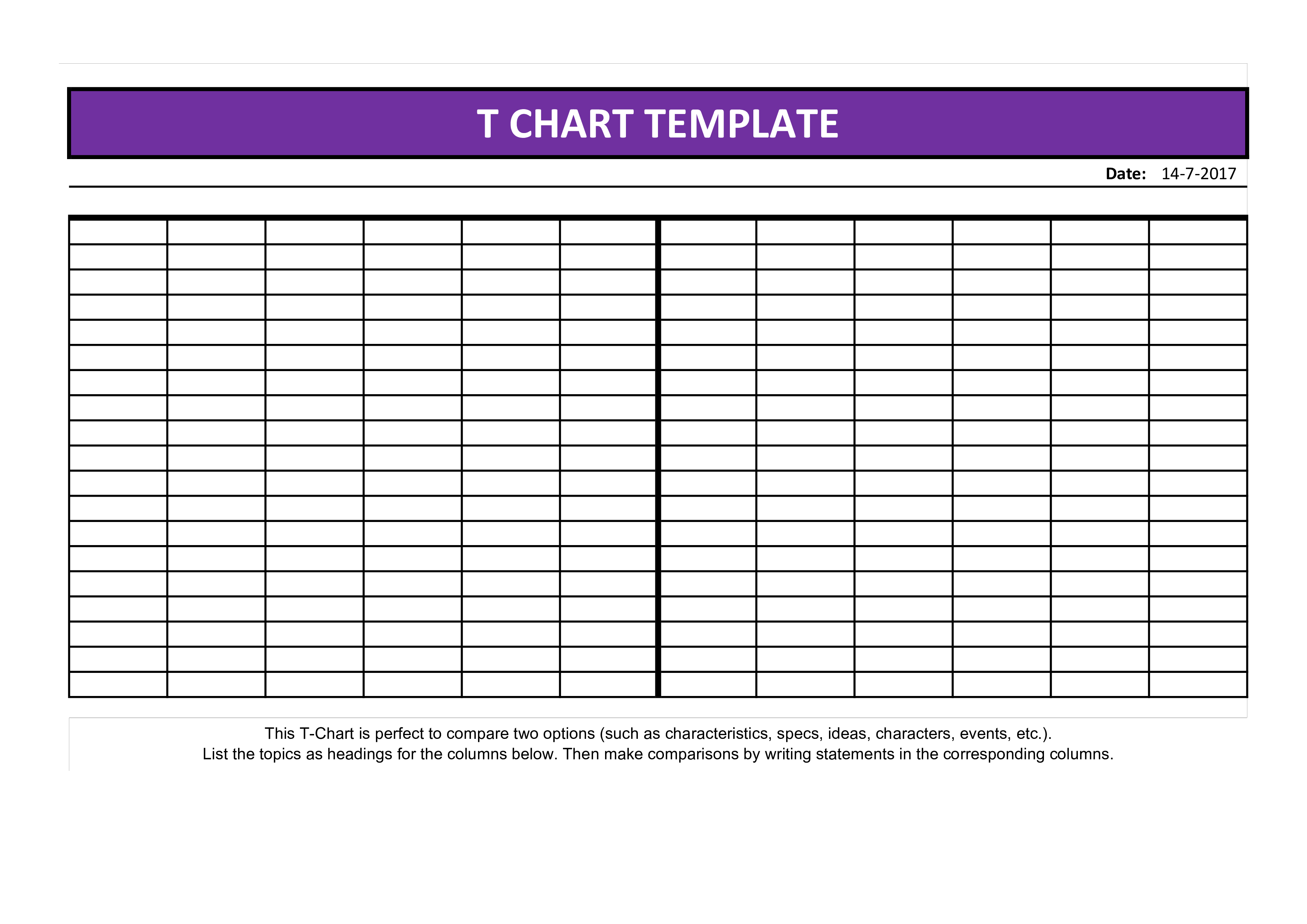 t-chart template voorbeeld afbeelding 