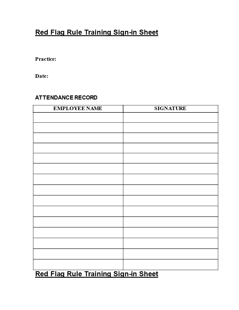 OSHA Training Sign in Sheet main image