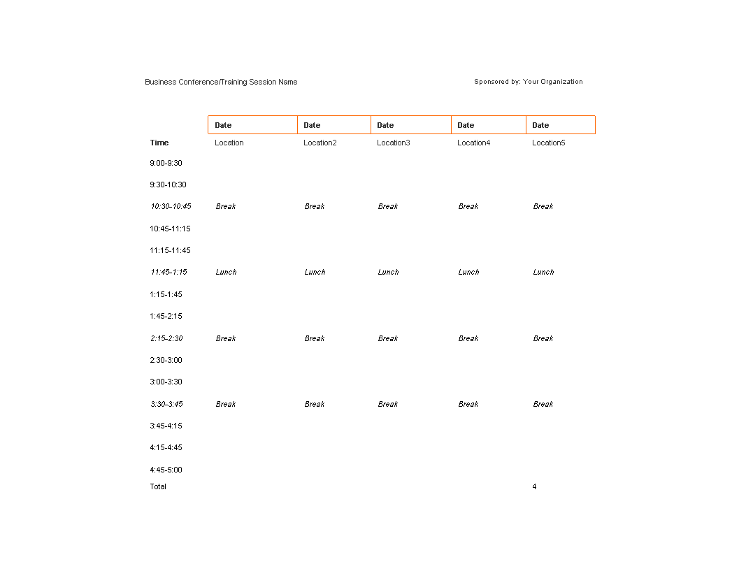 Business Event Schedule Format main image