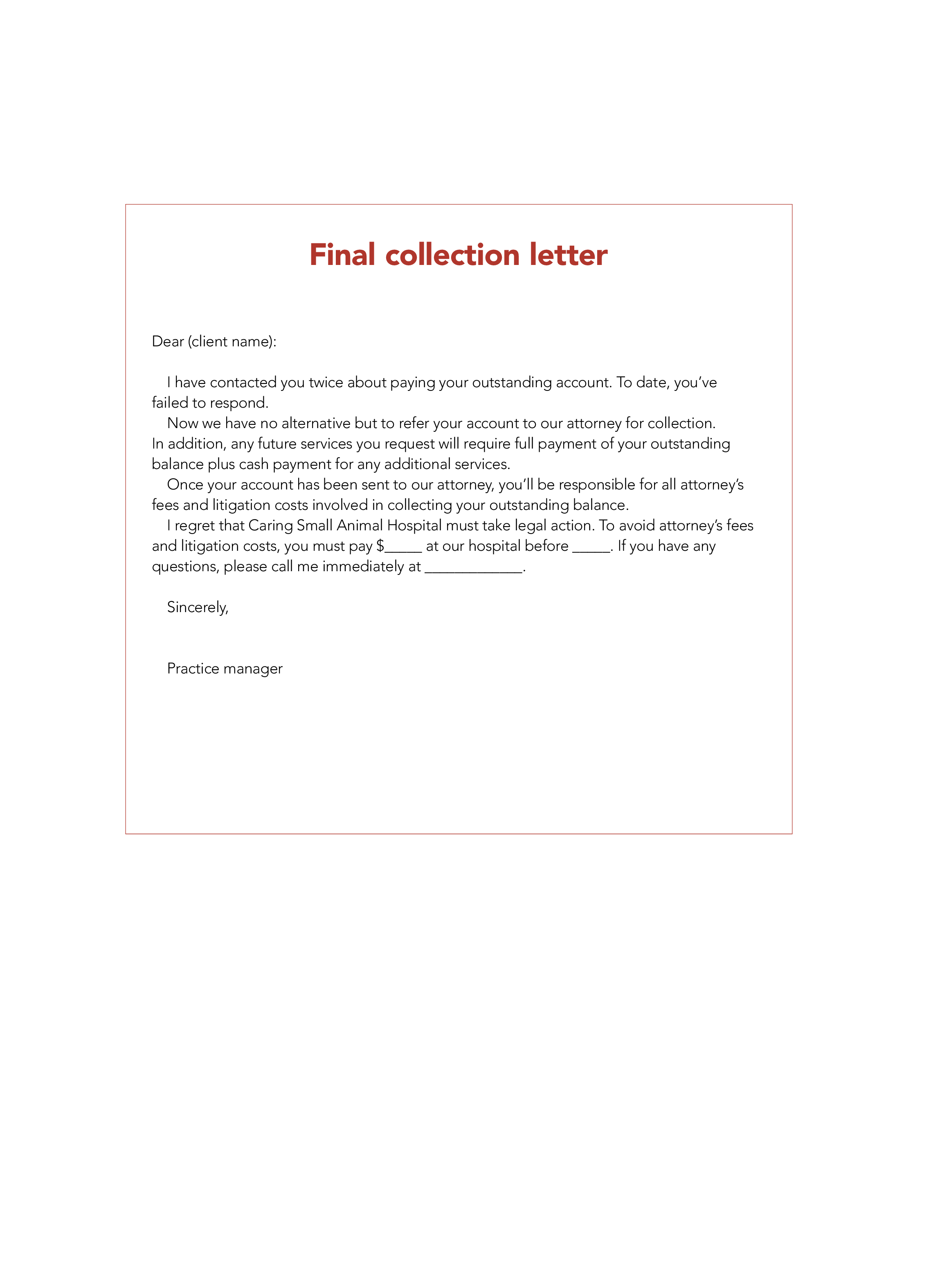 Final Collection Letter 模板