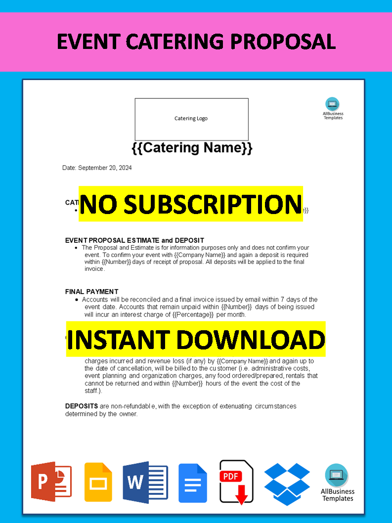 event catering proposal template