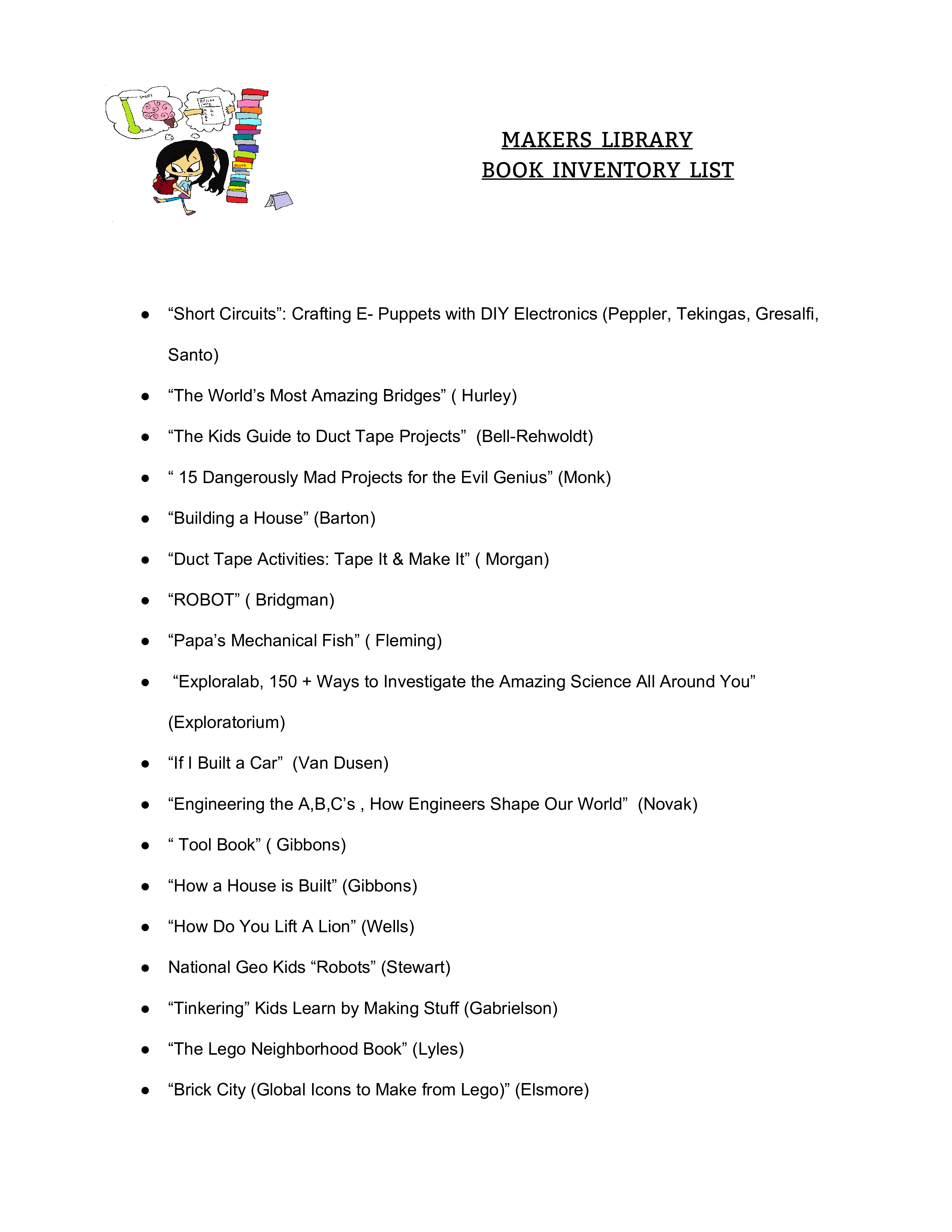 library book list template