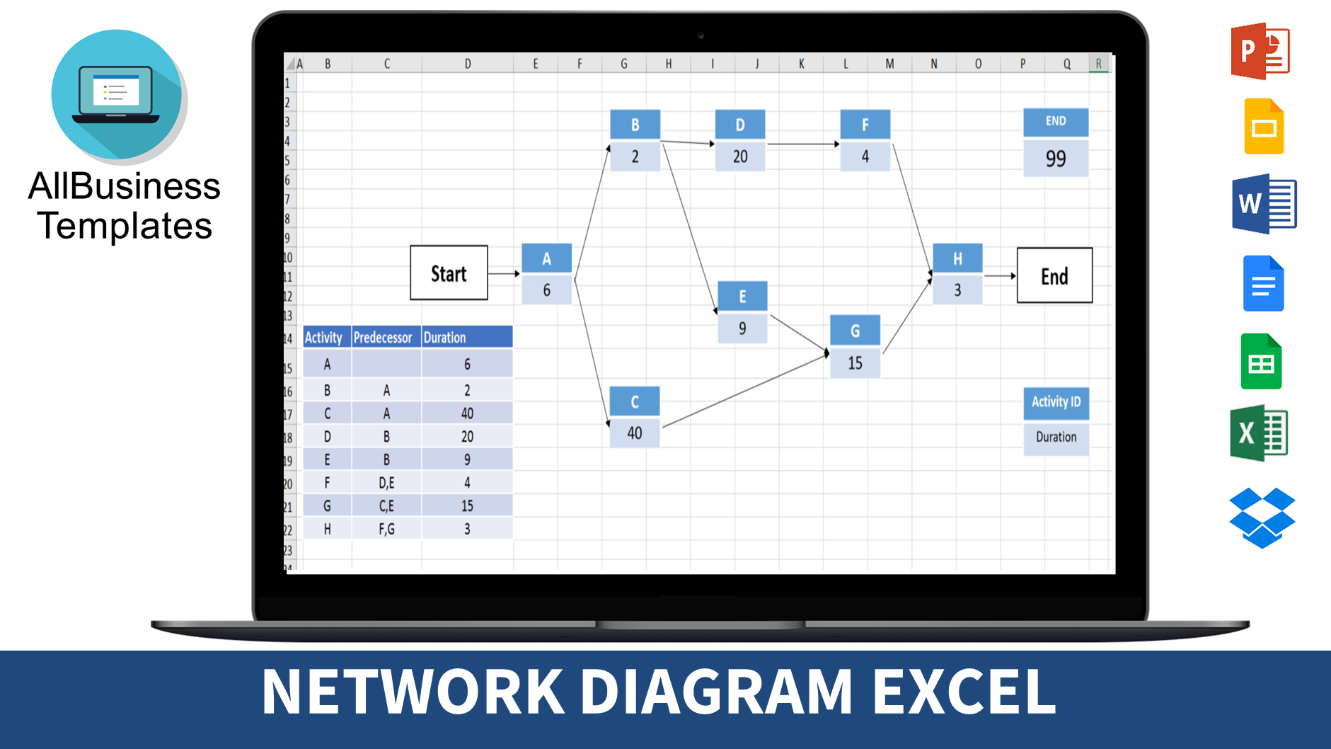 Network Diagram Excel 模板