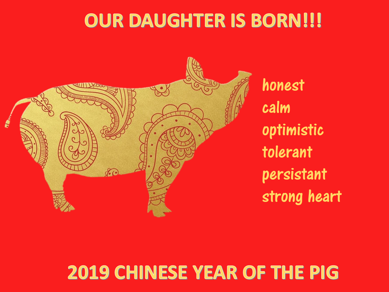 新年女儿出生属猪ppt Hauptschablonenbild