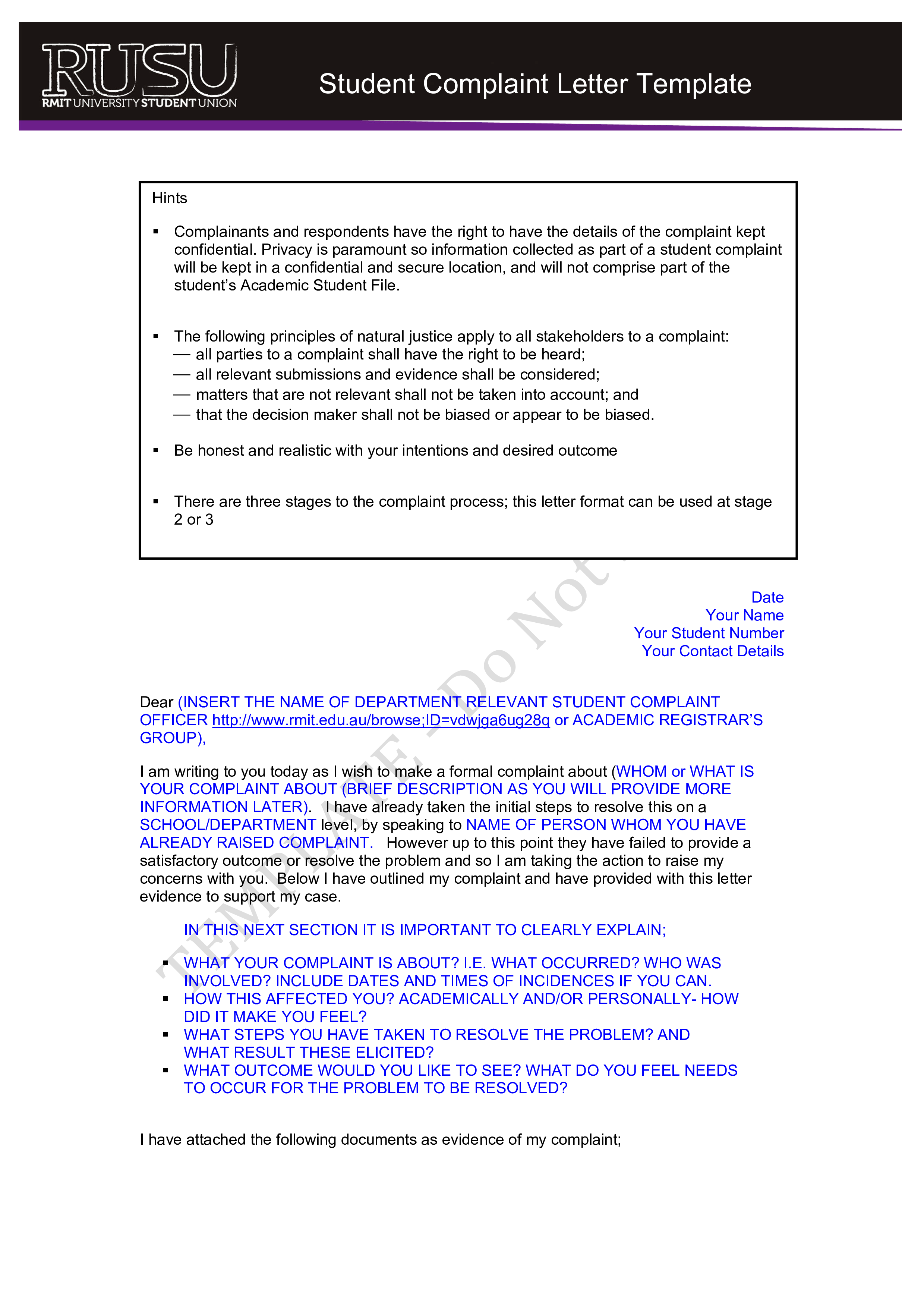 student loan complaint letter plantilla imagen principal