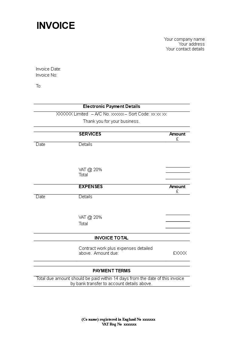 printable contractor invoice modèles