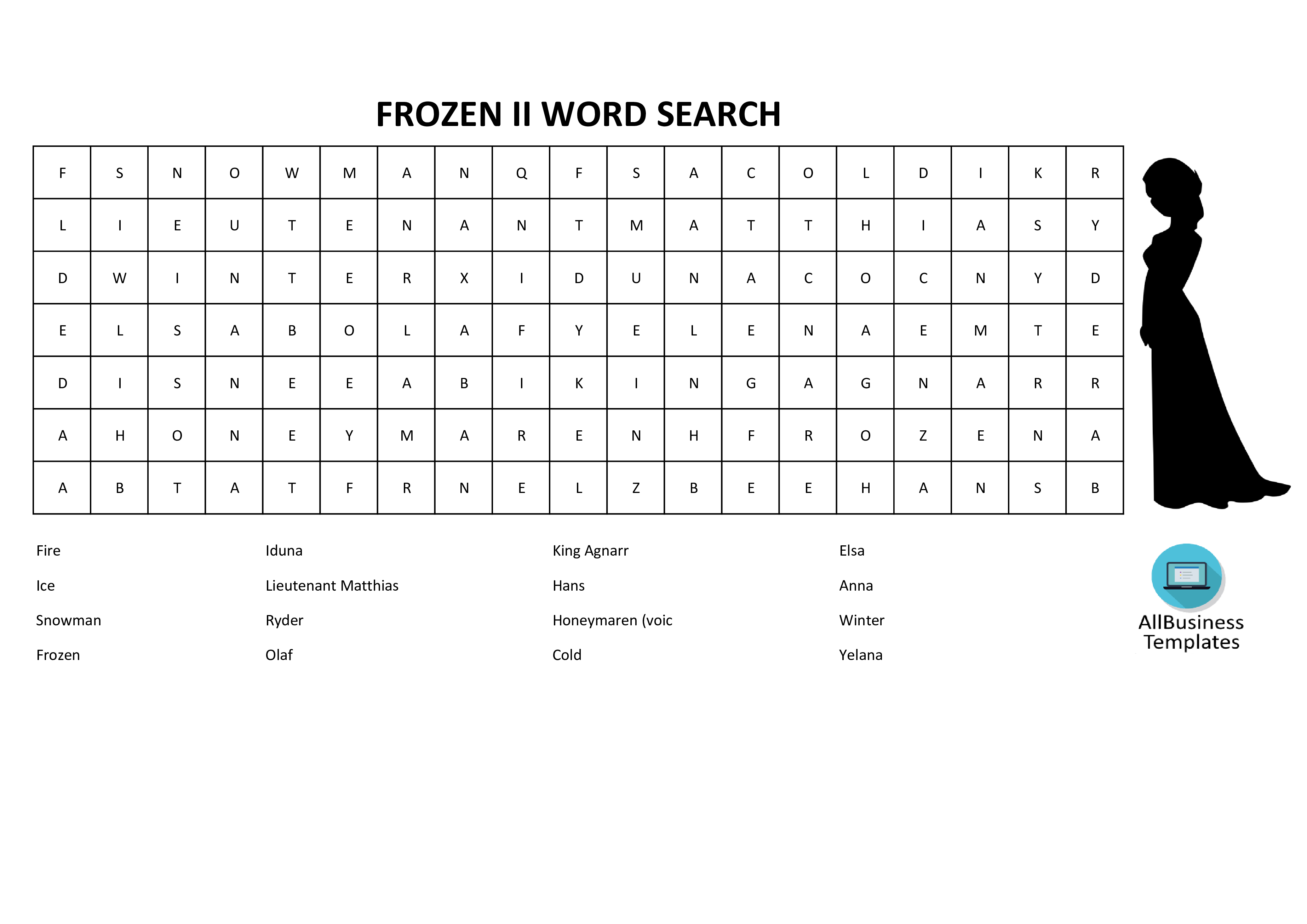 word search frozen 2 with answers template