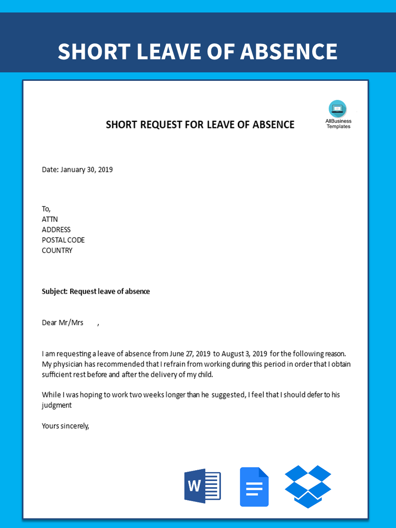 application letter for school leave of absence