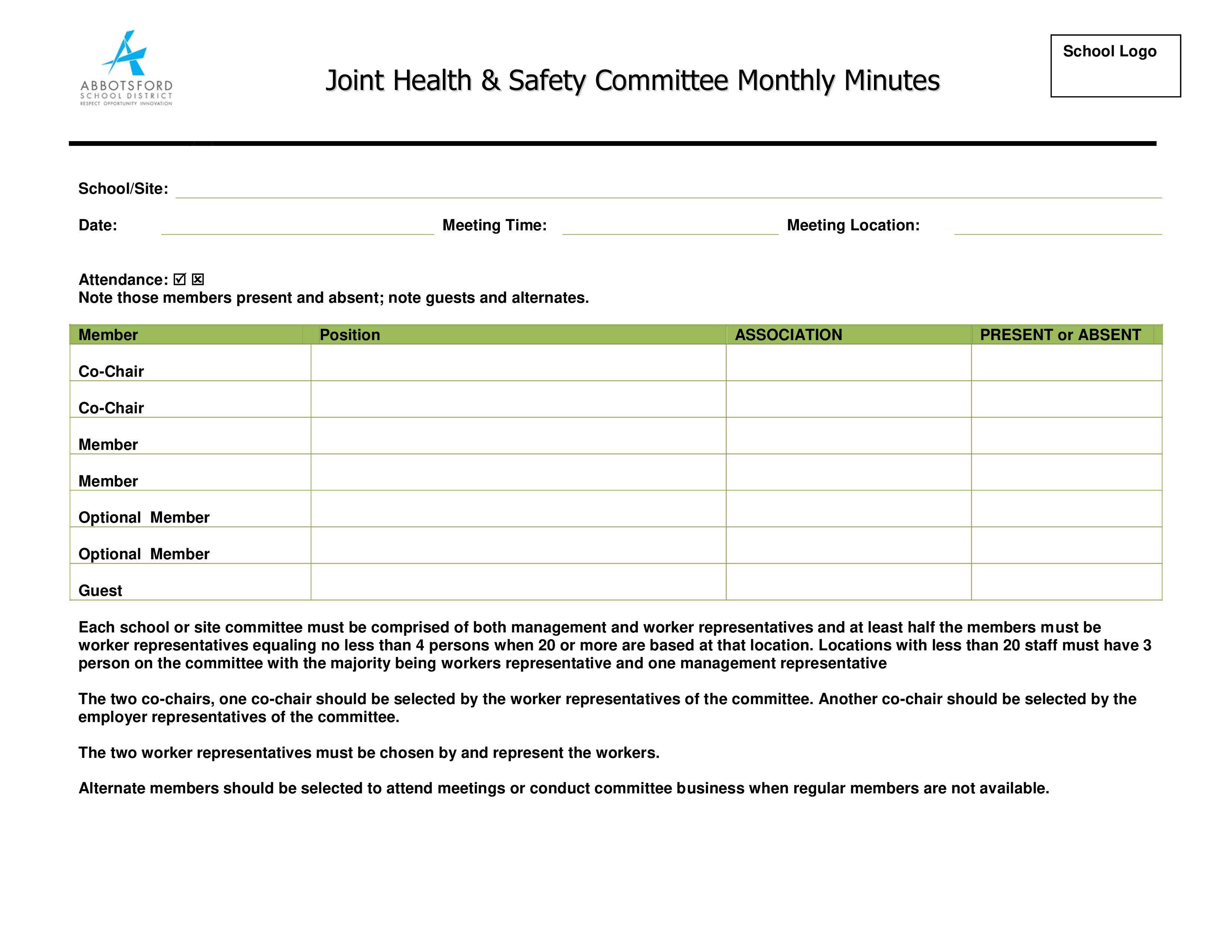 monthly safety meeting minutes template