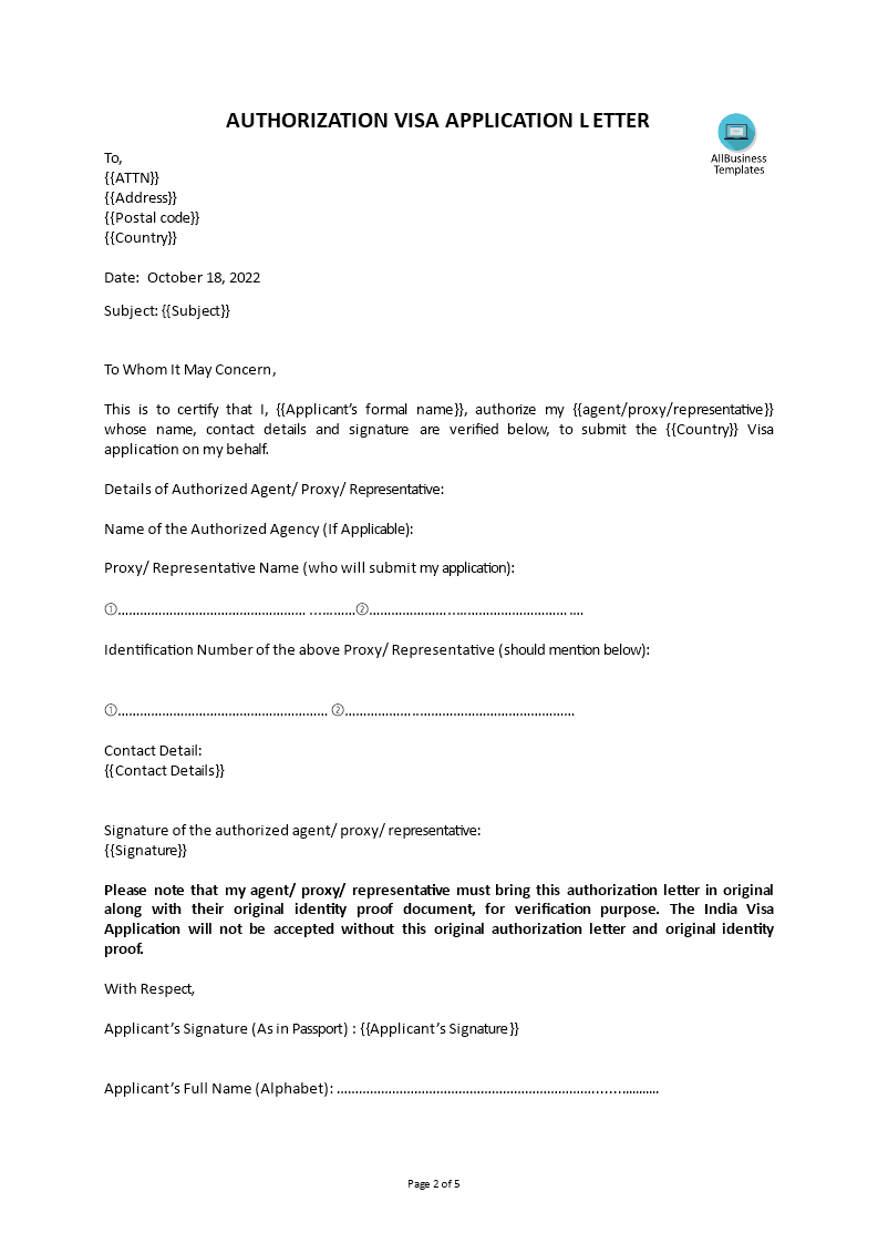Visa Request Application Letter Templates at