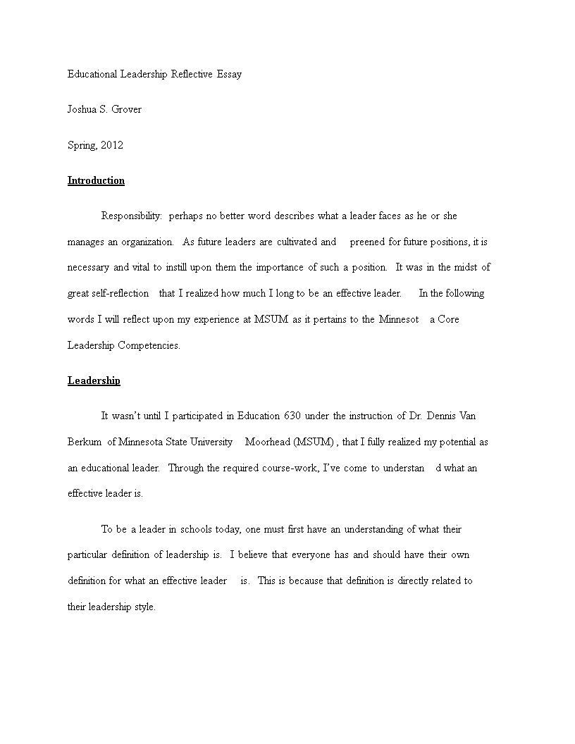 sample educational leadership essay template