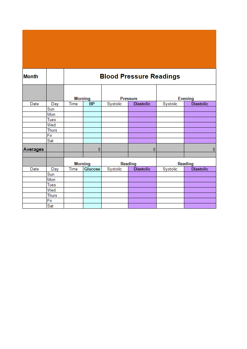 Blood Pressure Log Template worksheet excel 模板