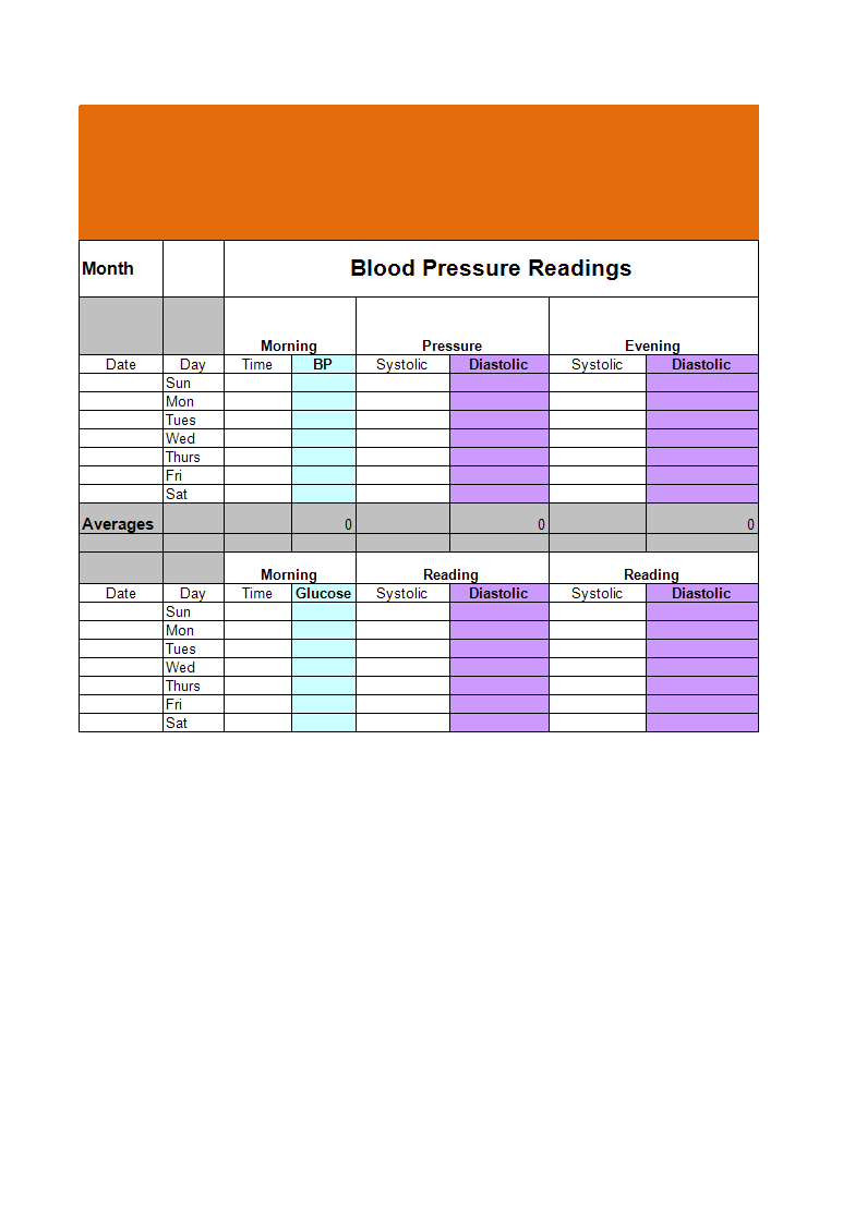 blood pressure log template worksheet excel Hauptschablonenbild