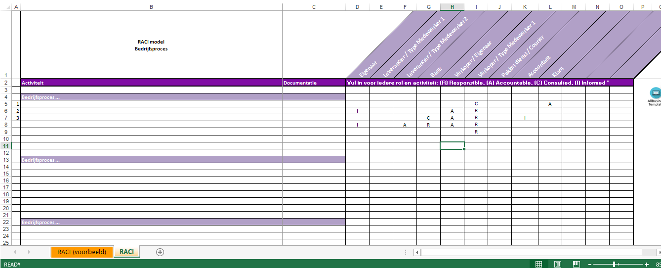 raci excel template met instructies template