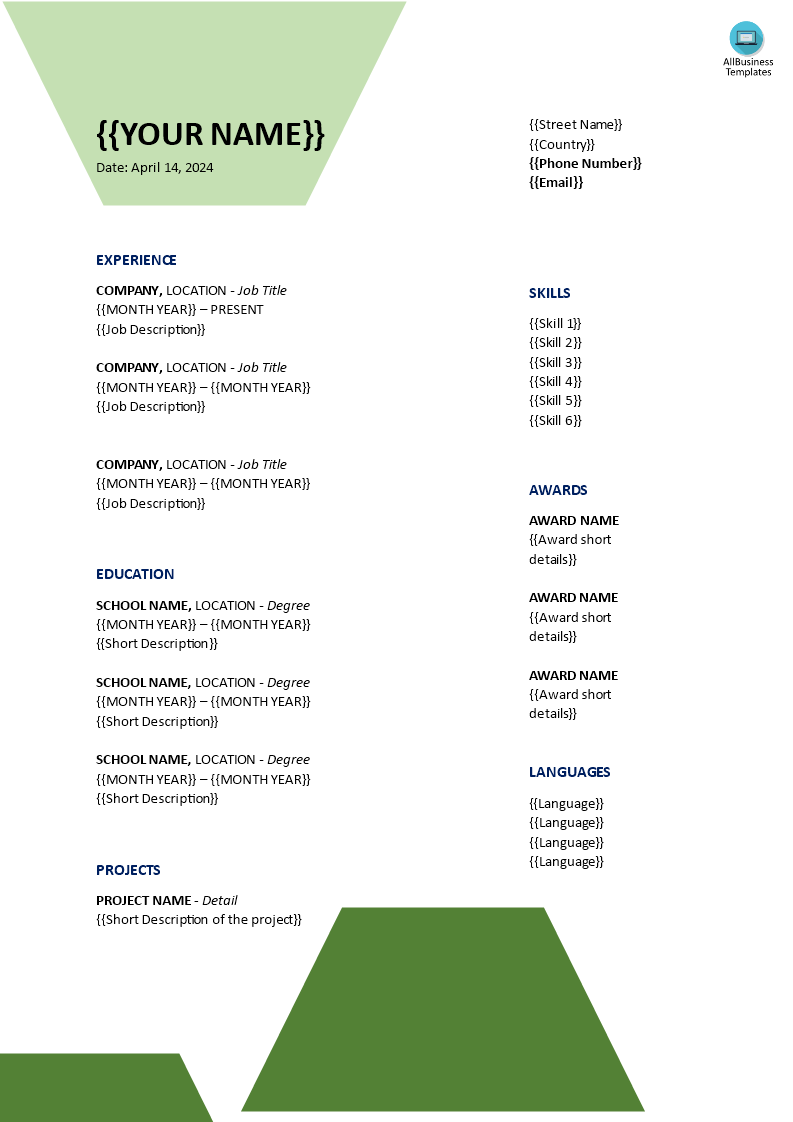 Google Docs Resume Template 模板