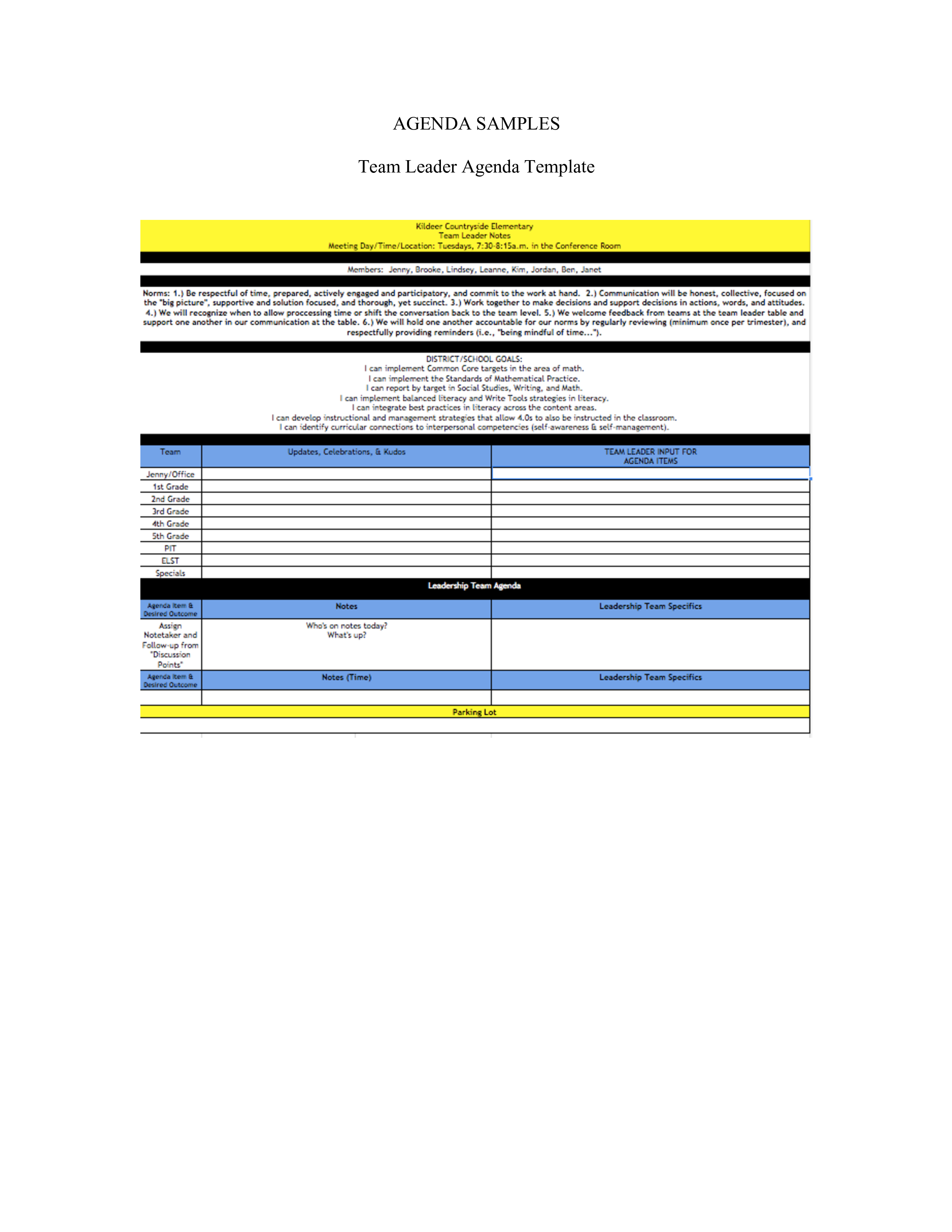 team agenda in word plantilla imagen principal