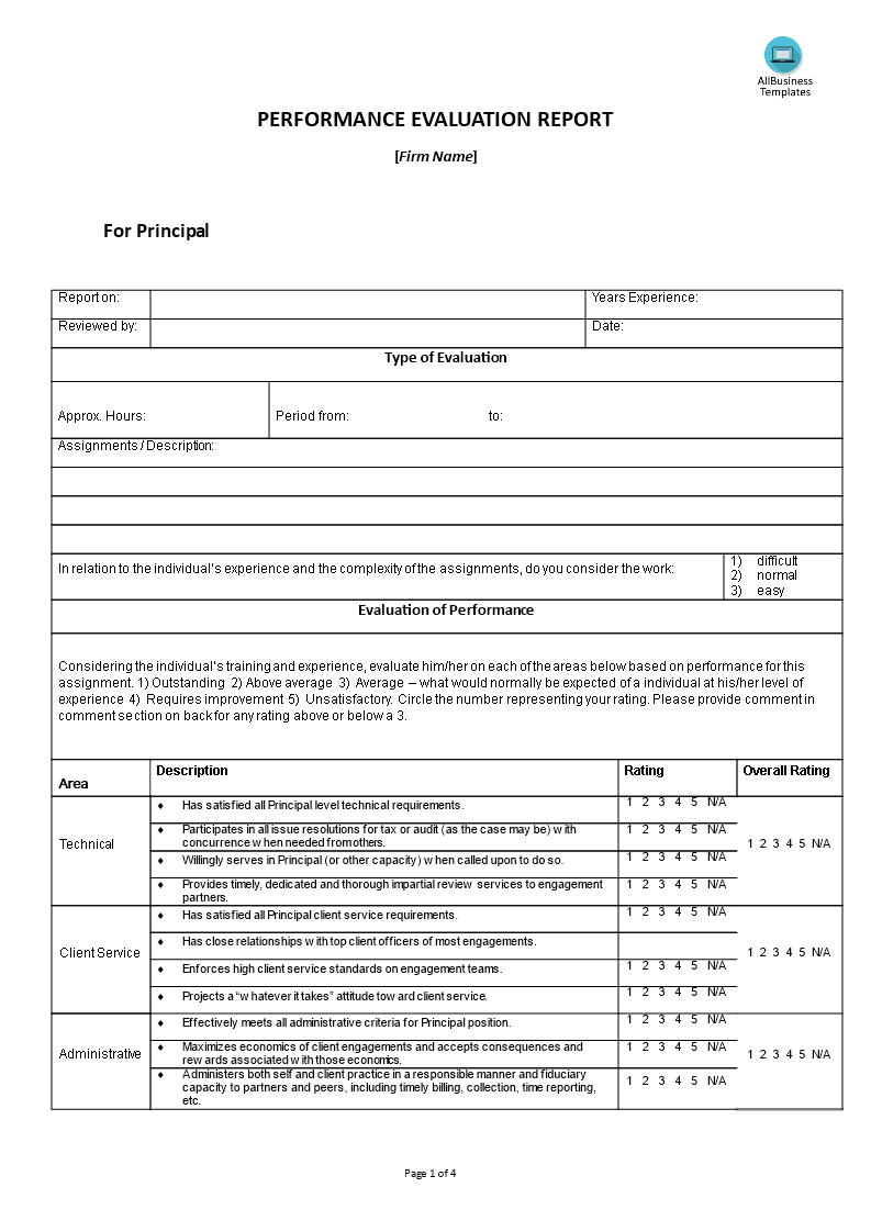 hr performance evaluation report template