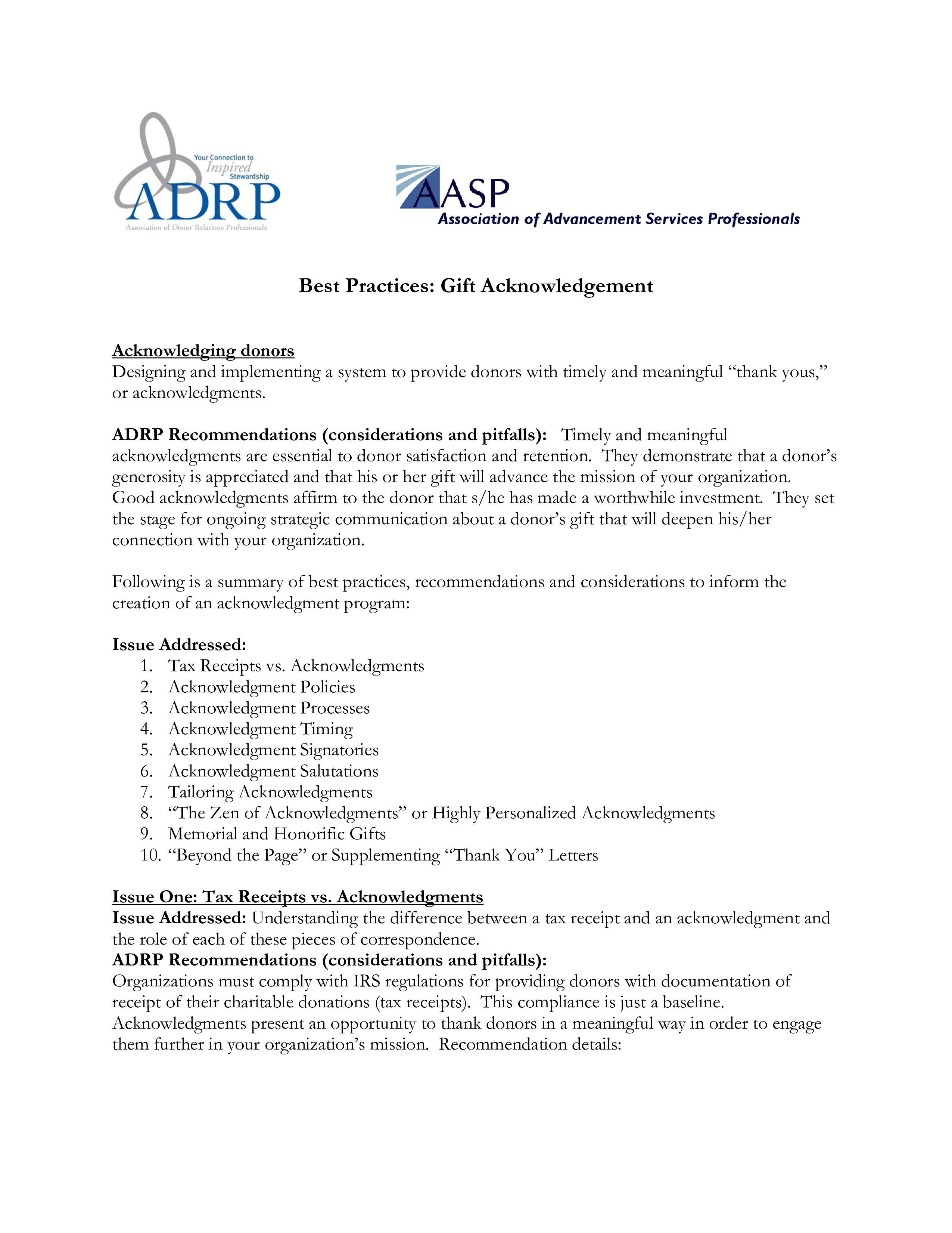 Gratis Nonprofit Gift Acknowledgement Letter