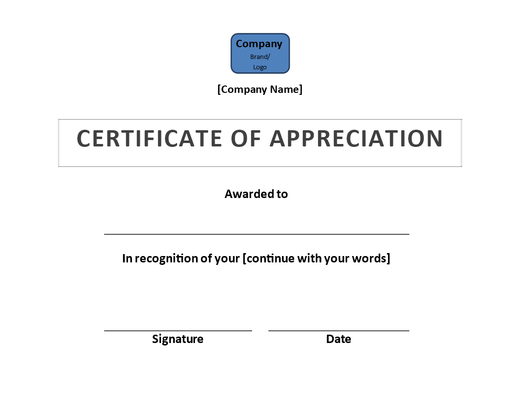 Certificate of Appreciation main image