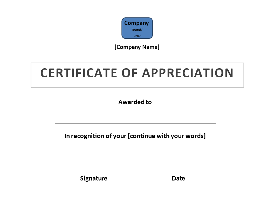 certificate of appreciation template