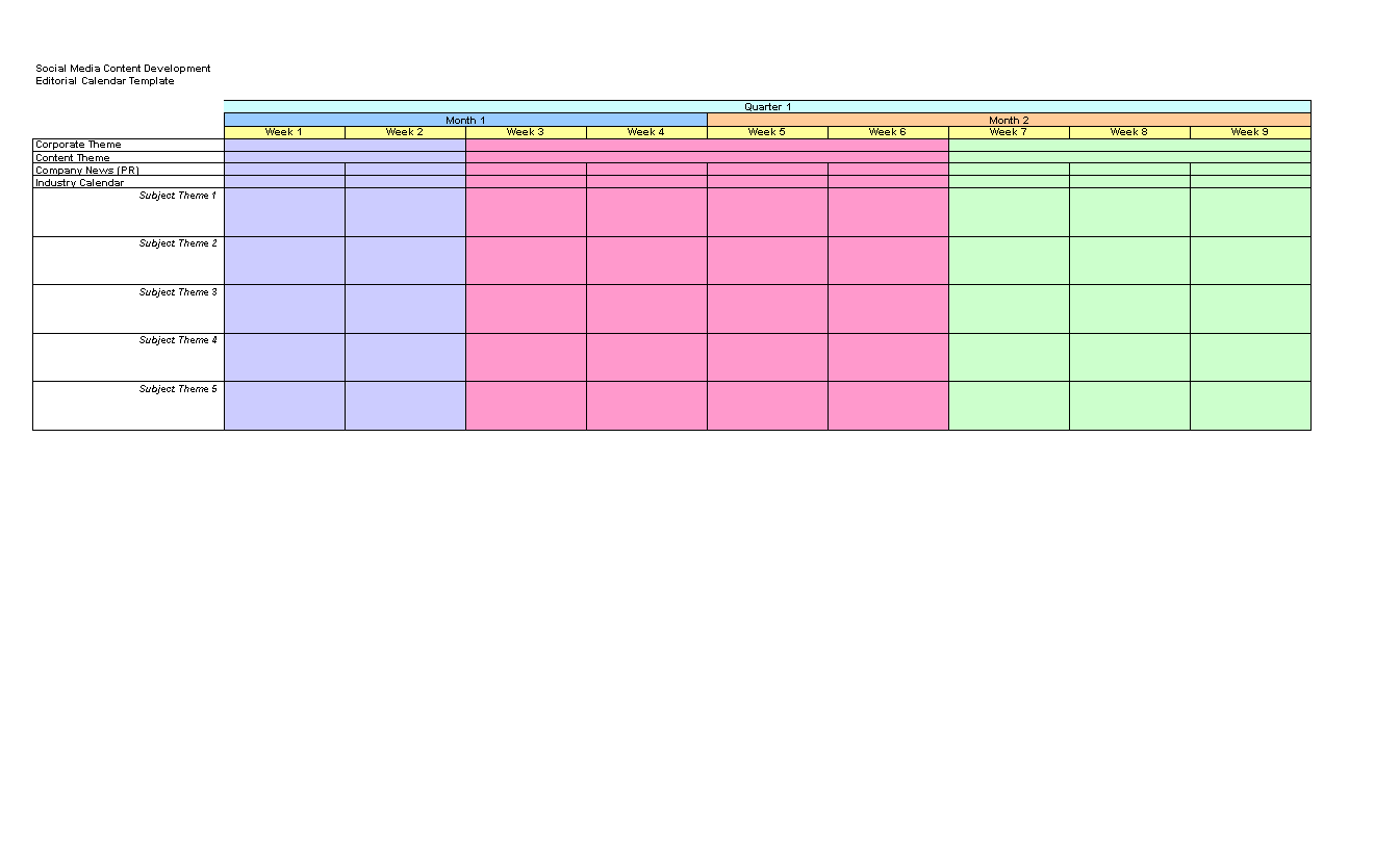 social media editorial calendar sample excel modèles