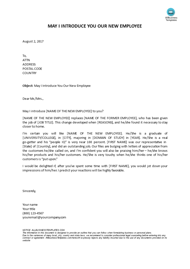 presentation letter for a job template