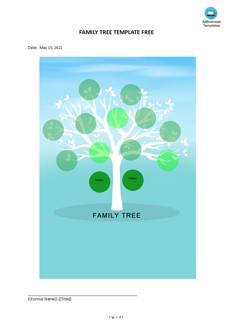 family tree template free Hauptschablonenbild