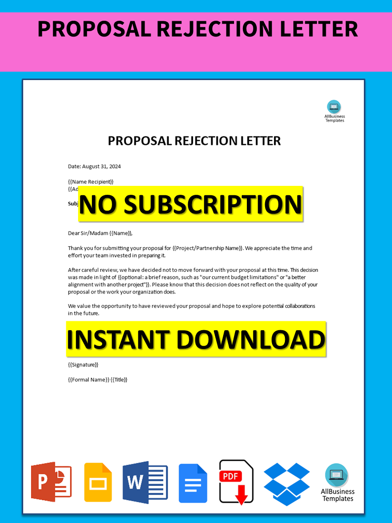 rejection letter sample template