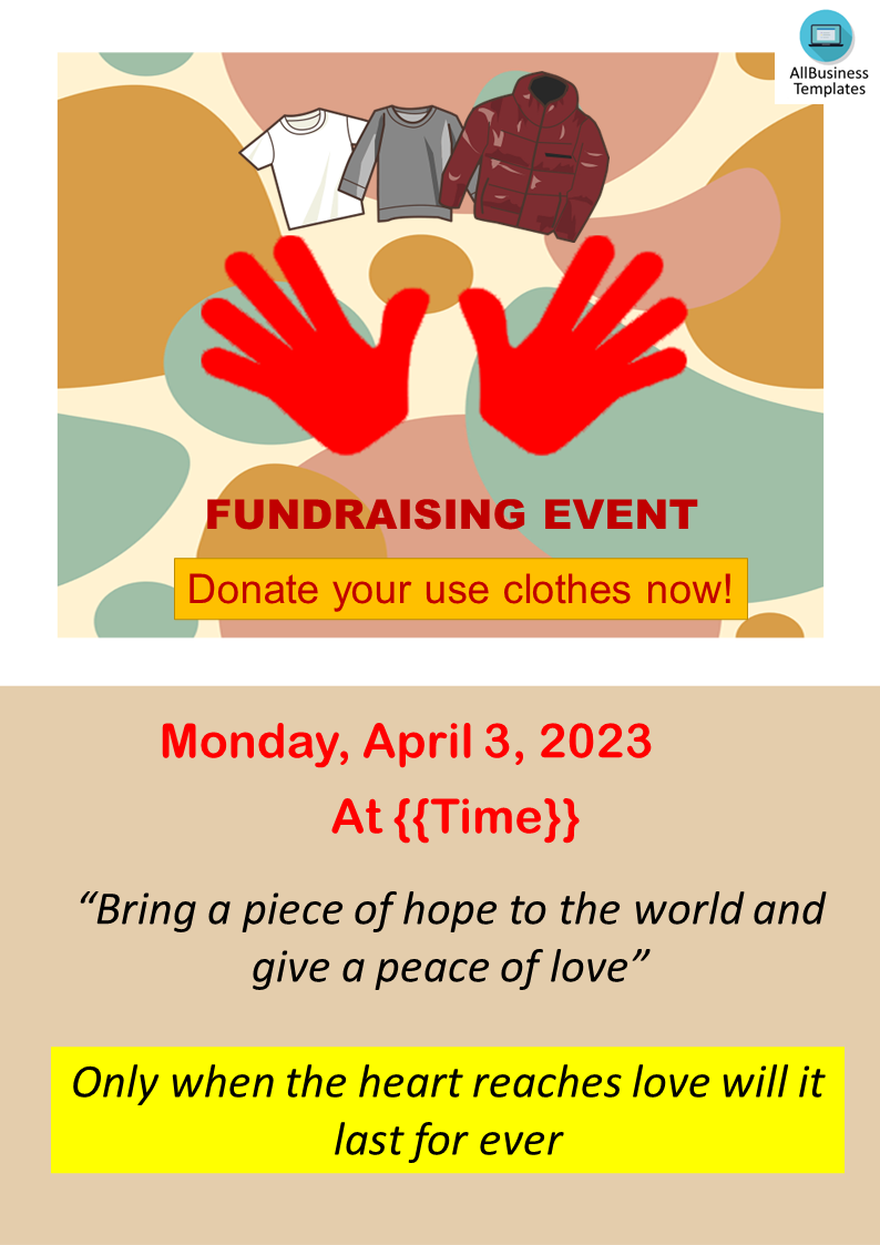 used clothes fundraiser flyer voorbeeld afbeelding 