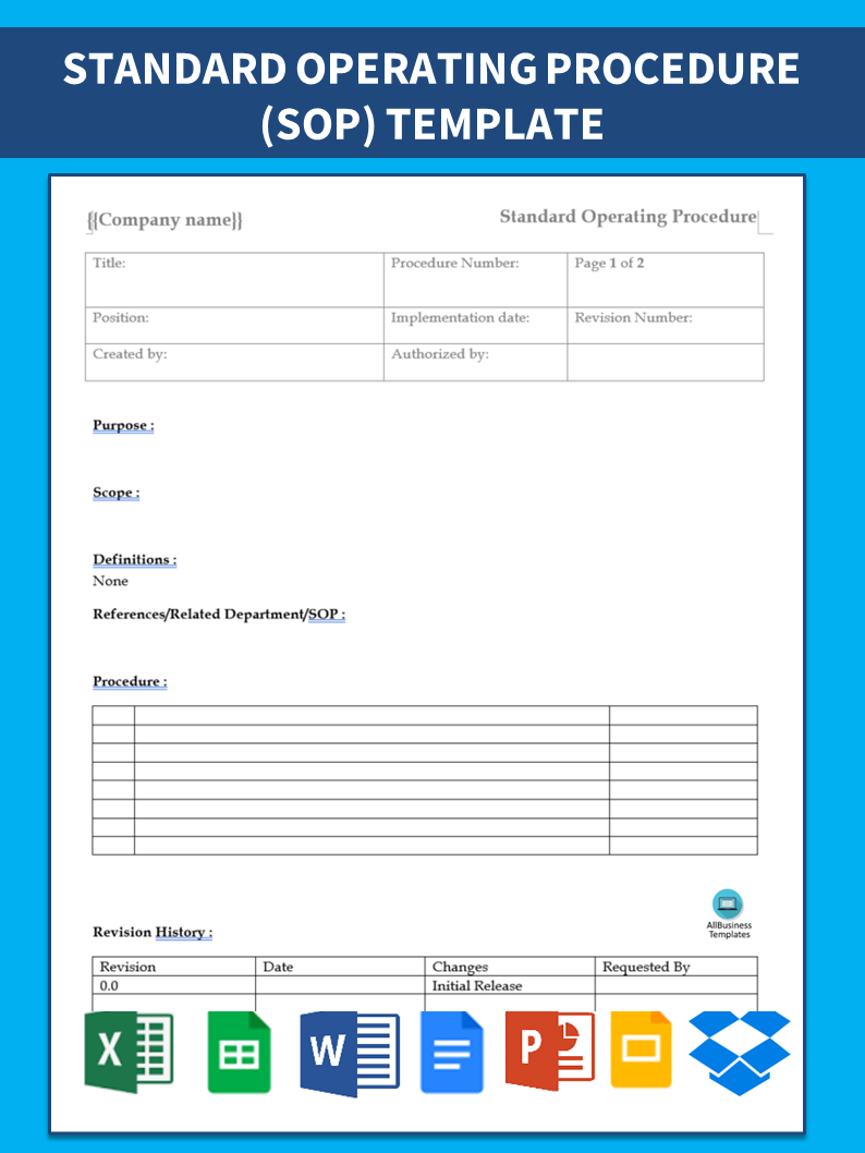 standard operating procedure (sop) template template