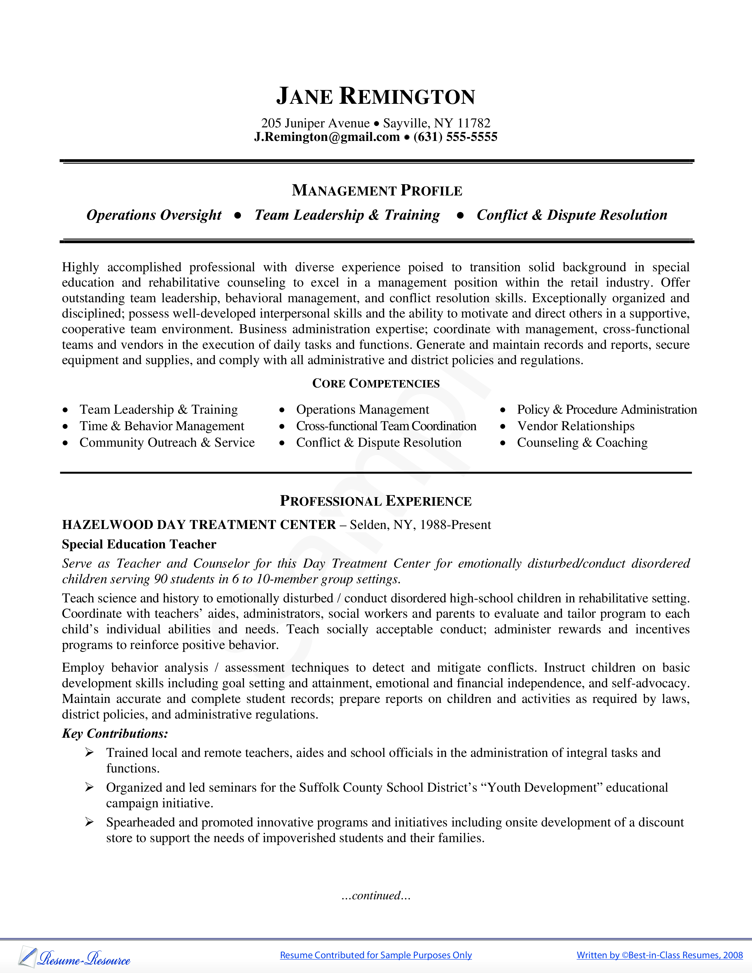 resume examples for a career change