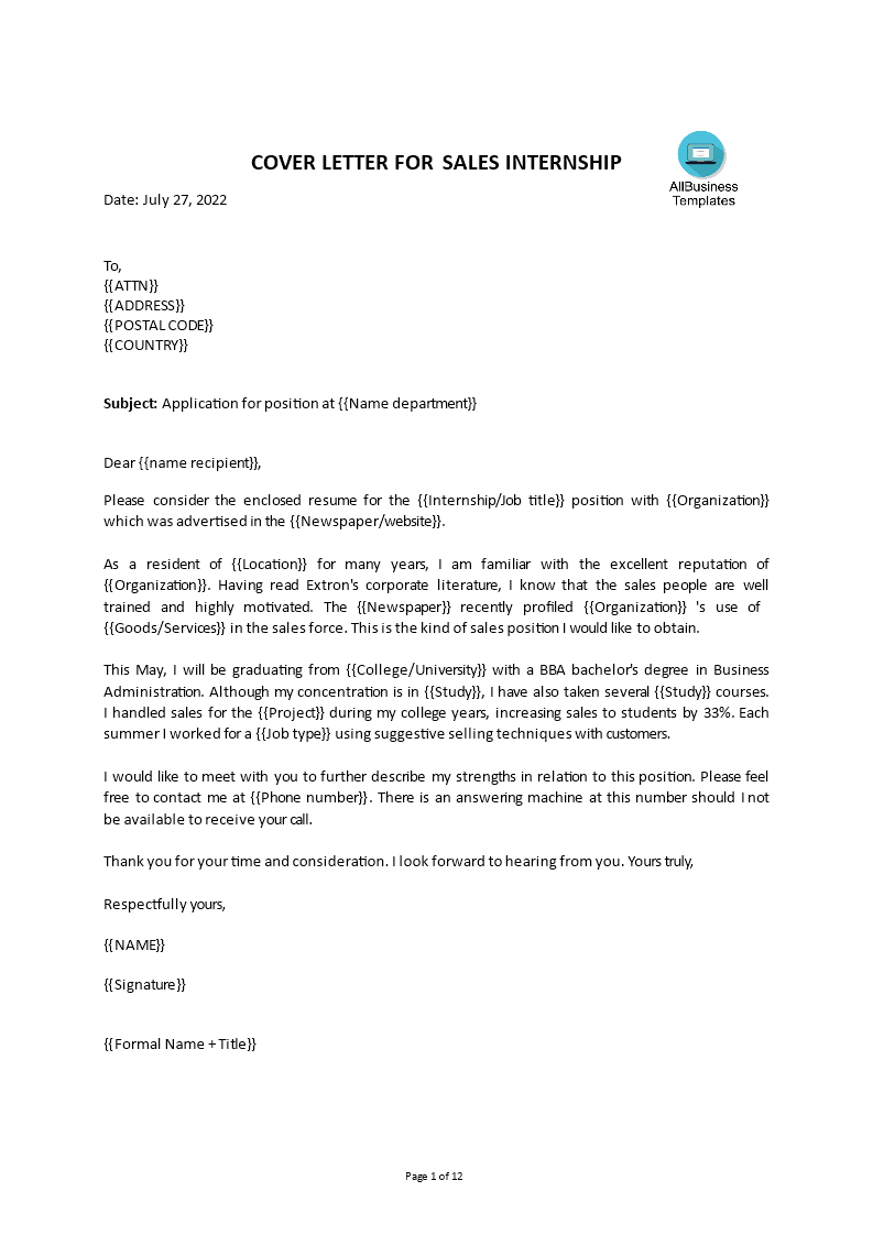 letter of application for internship voorbeeld afbeelding 