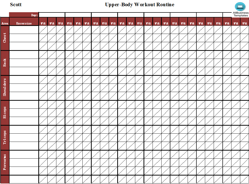 printable workout log excel sheet voorbeeld afbeelding 