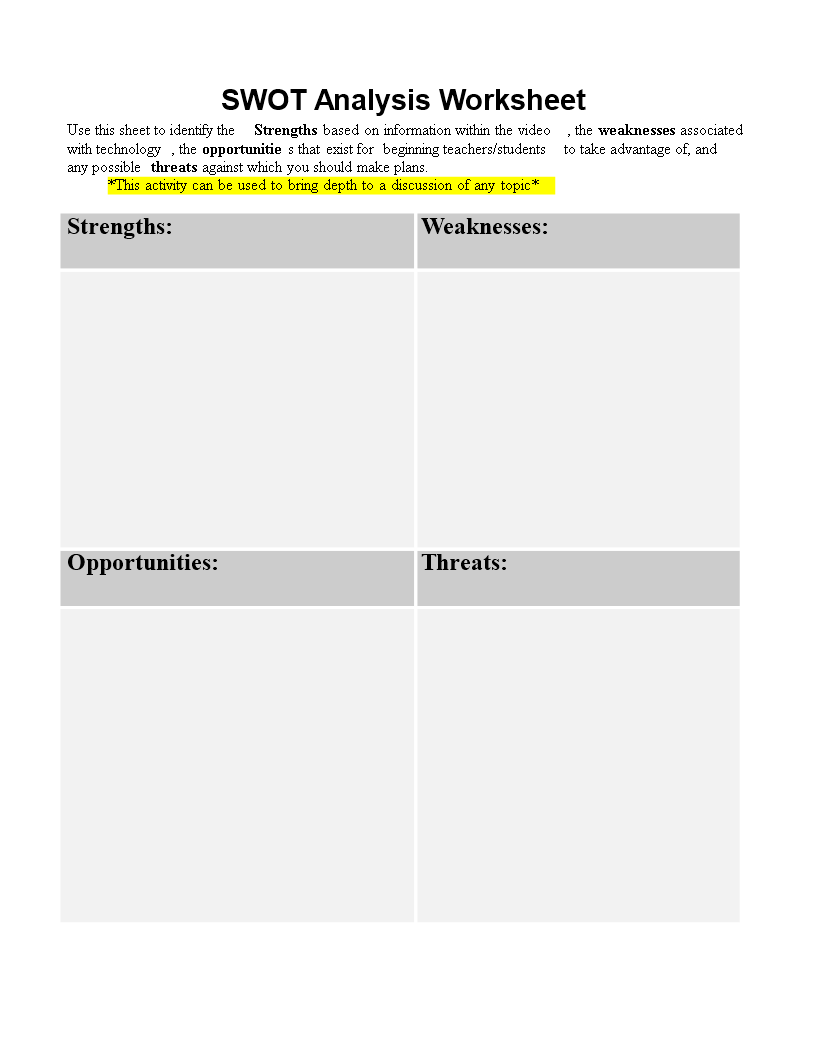 Kostenloses Personal Swot Analysis Worksheet Word In Swot Template For Word Kostenloses Personal Swot Analysis Worksheet Word In Swot Template For Word