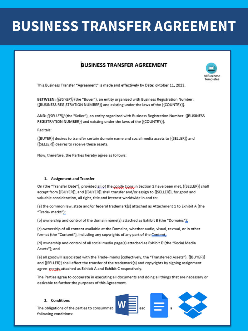 business purchase agreement template