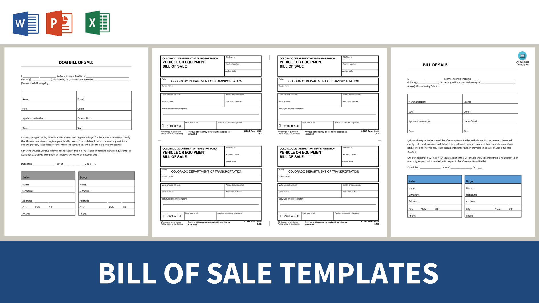 Bill Of Sale Templates