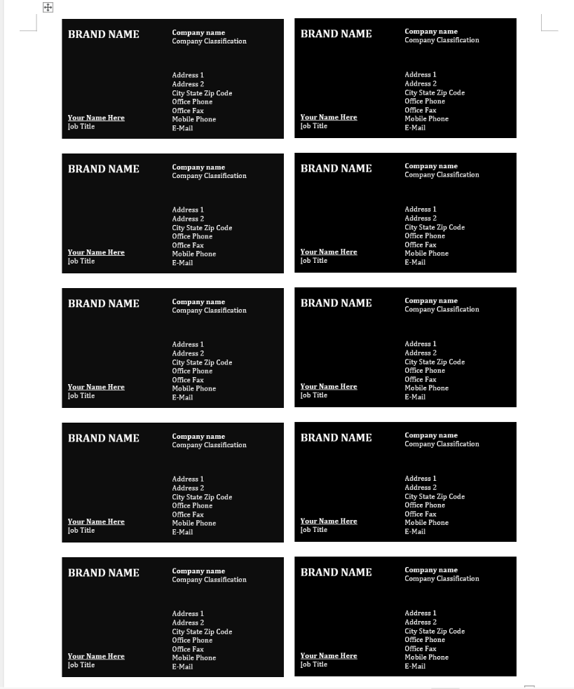 Printable Business Card black background Templates at