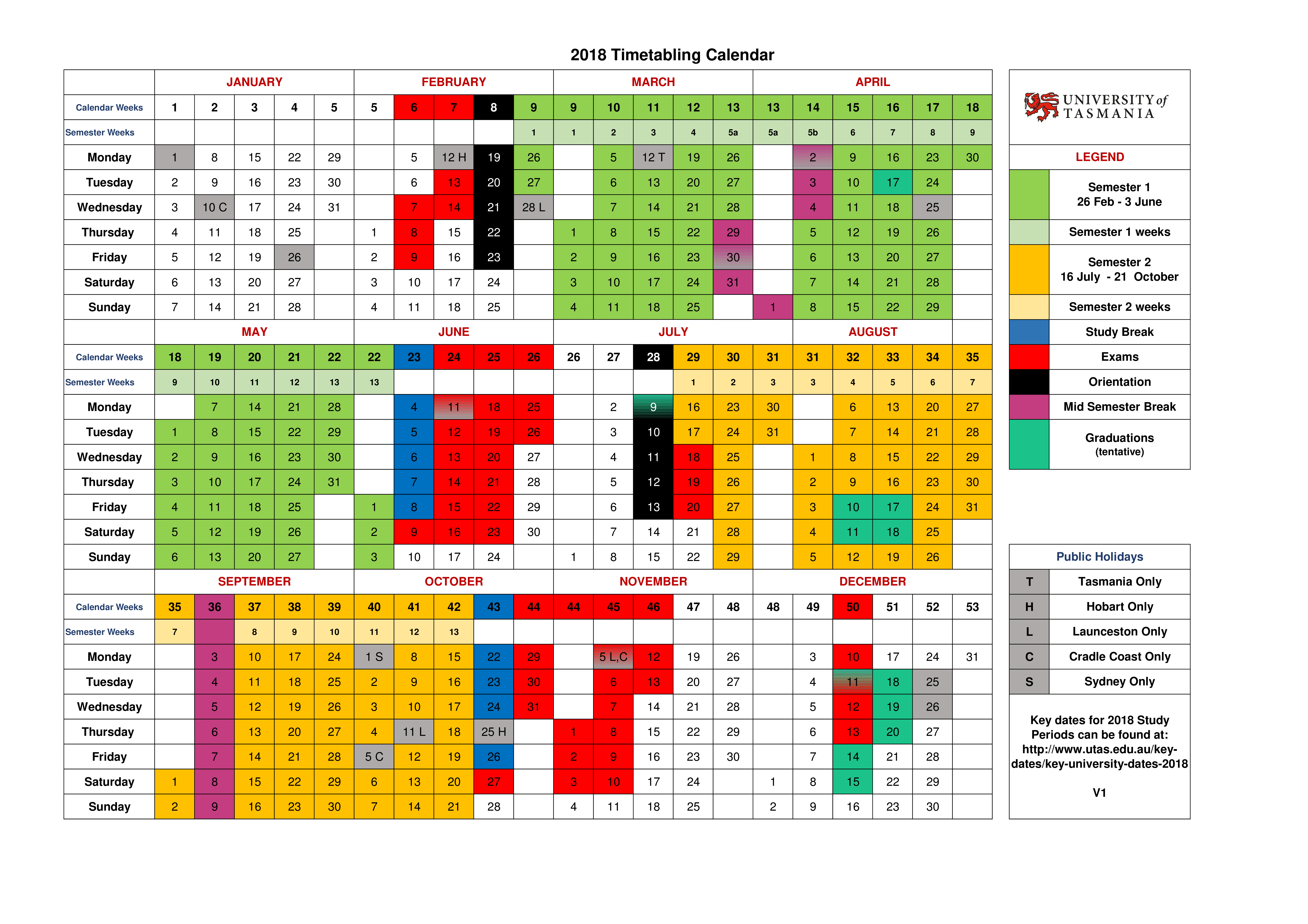 Printable Calendar 2018 模板