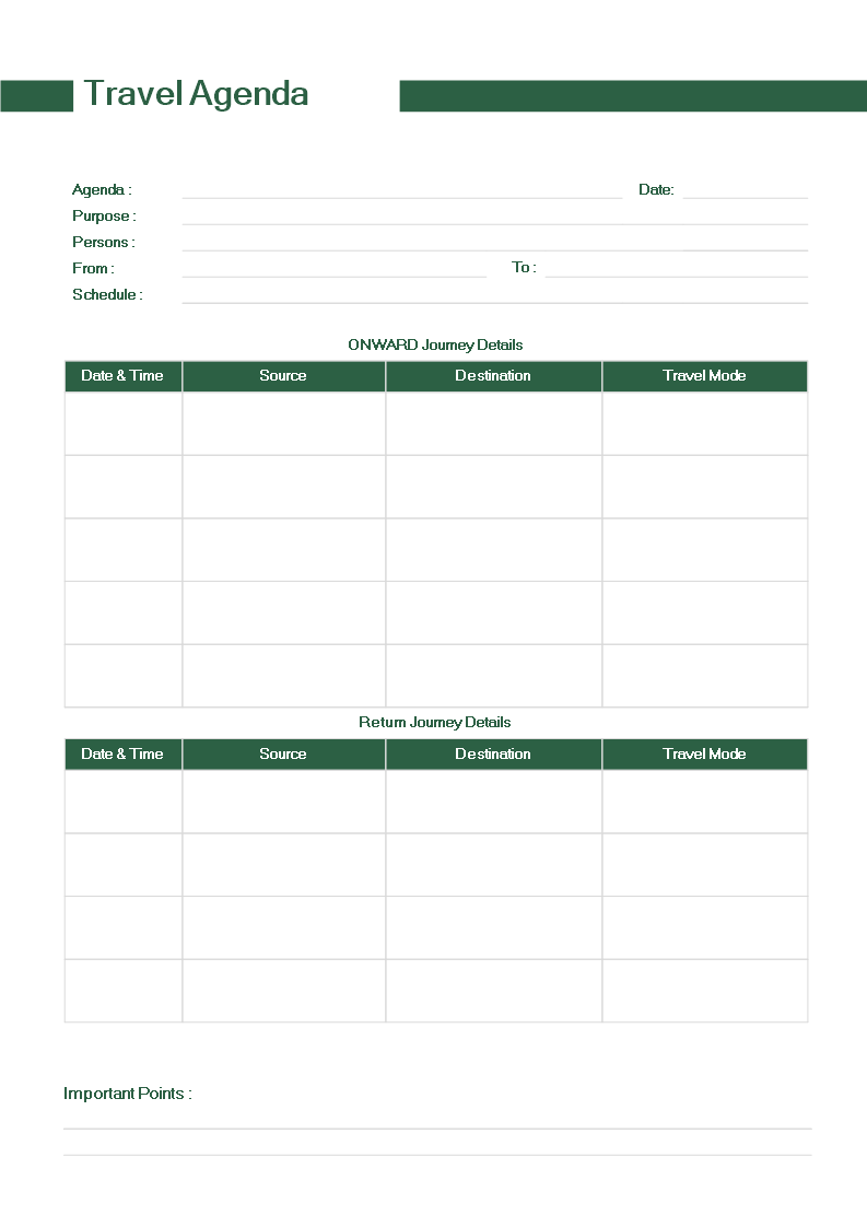 travel agenda template