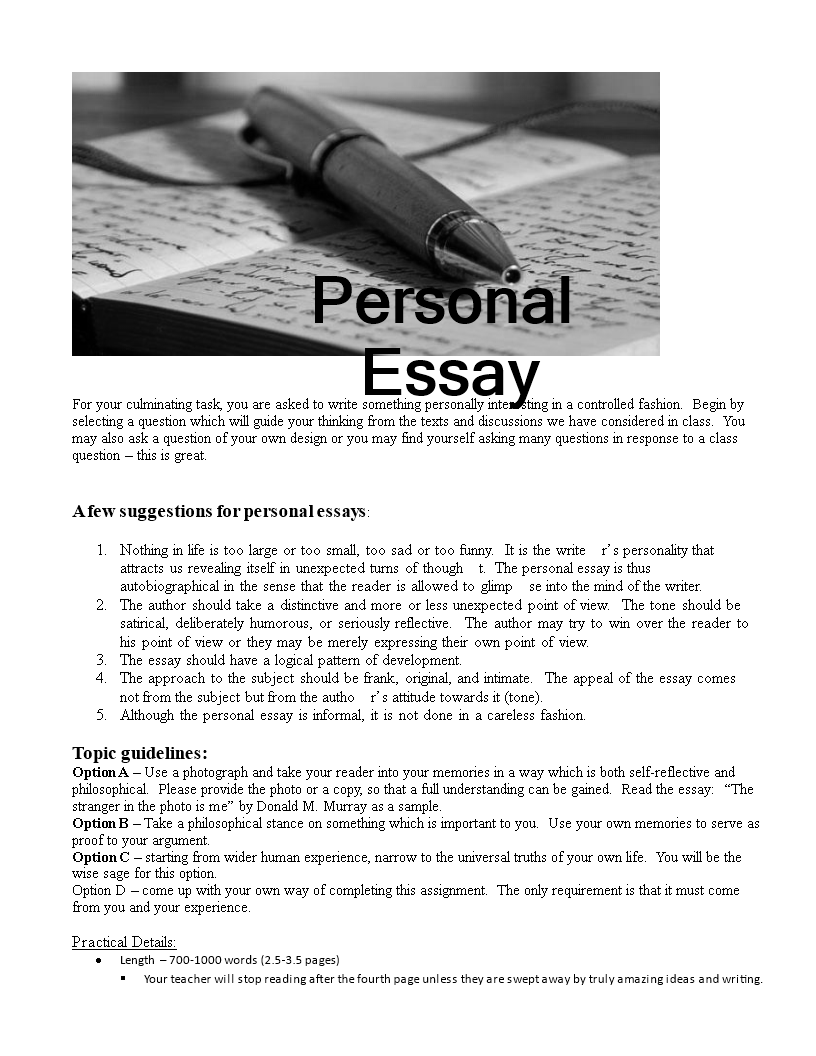 Personal Essay main image