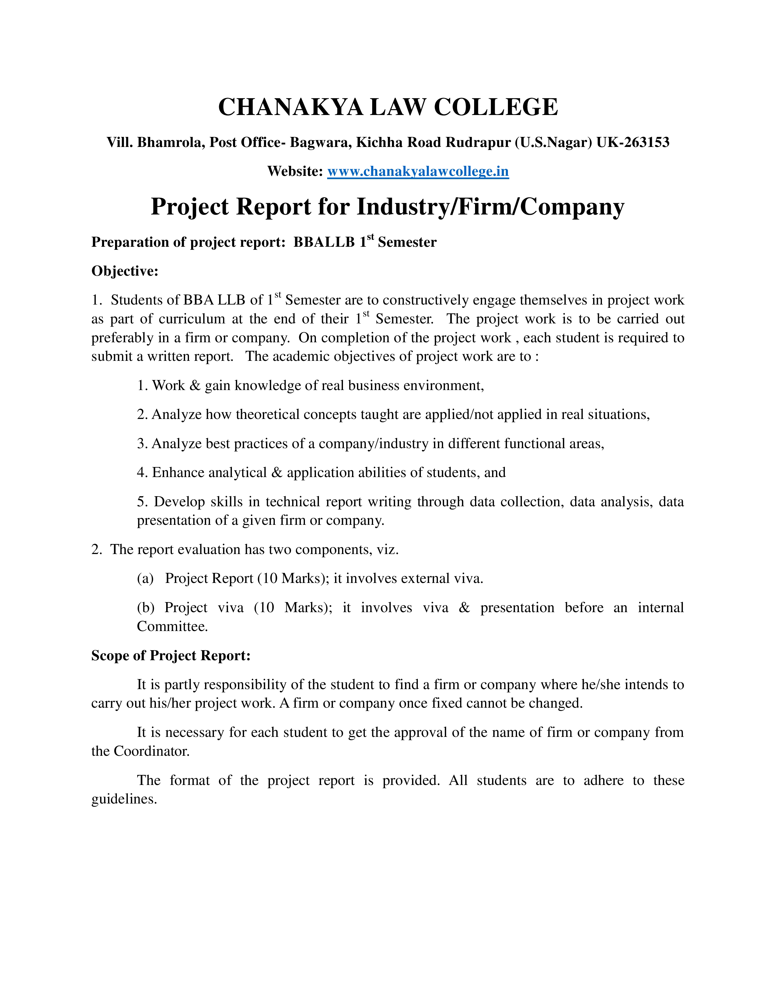 law college project report template