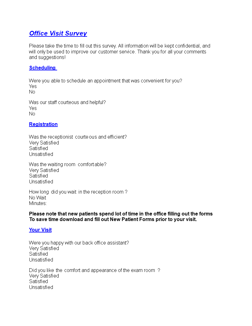 printable office survey template