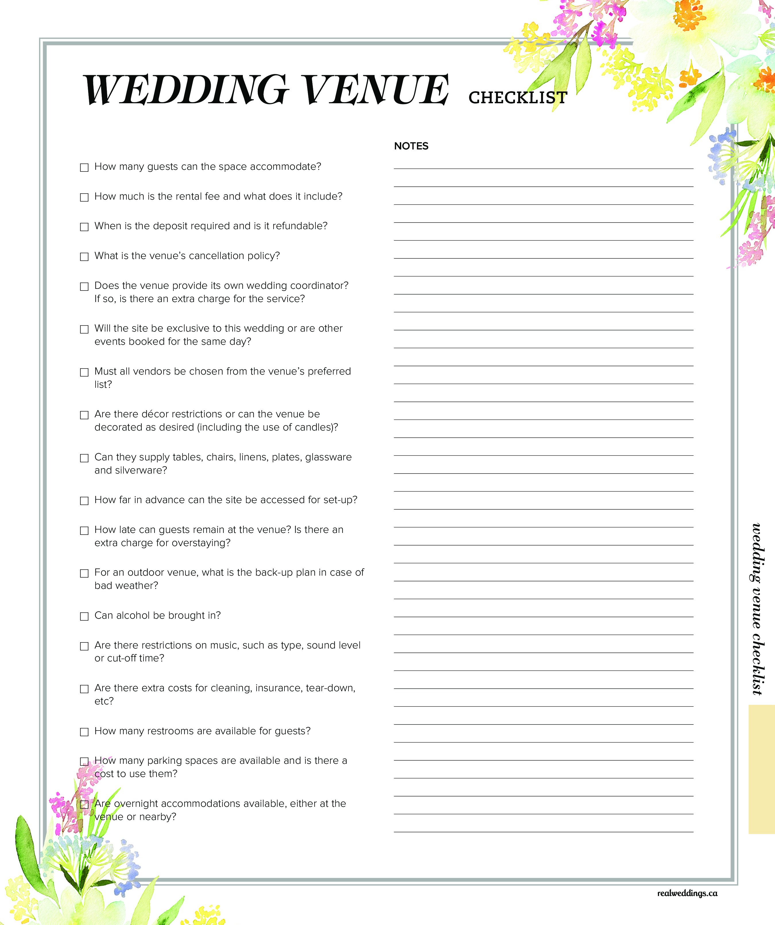 wedding venue checklist modèles