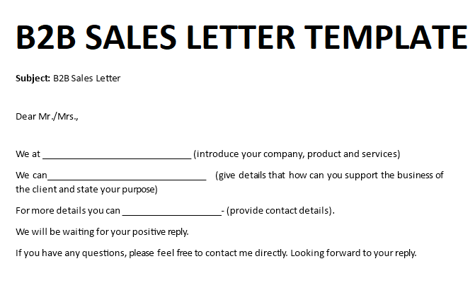 b2b sales letter Hauptschablonenbild