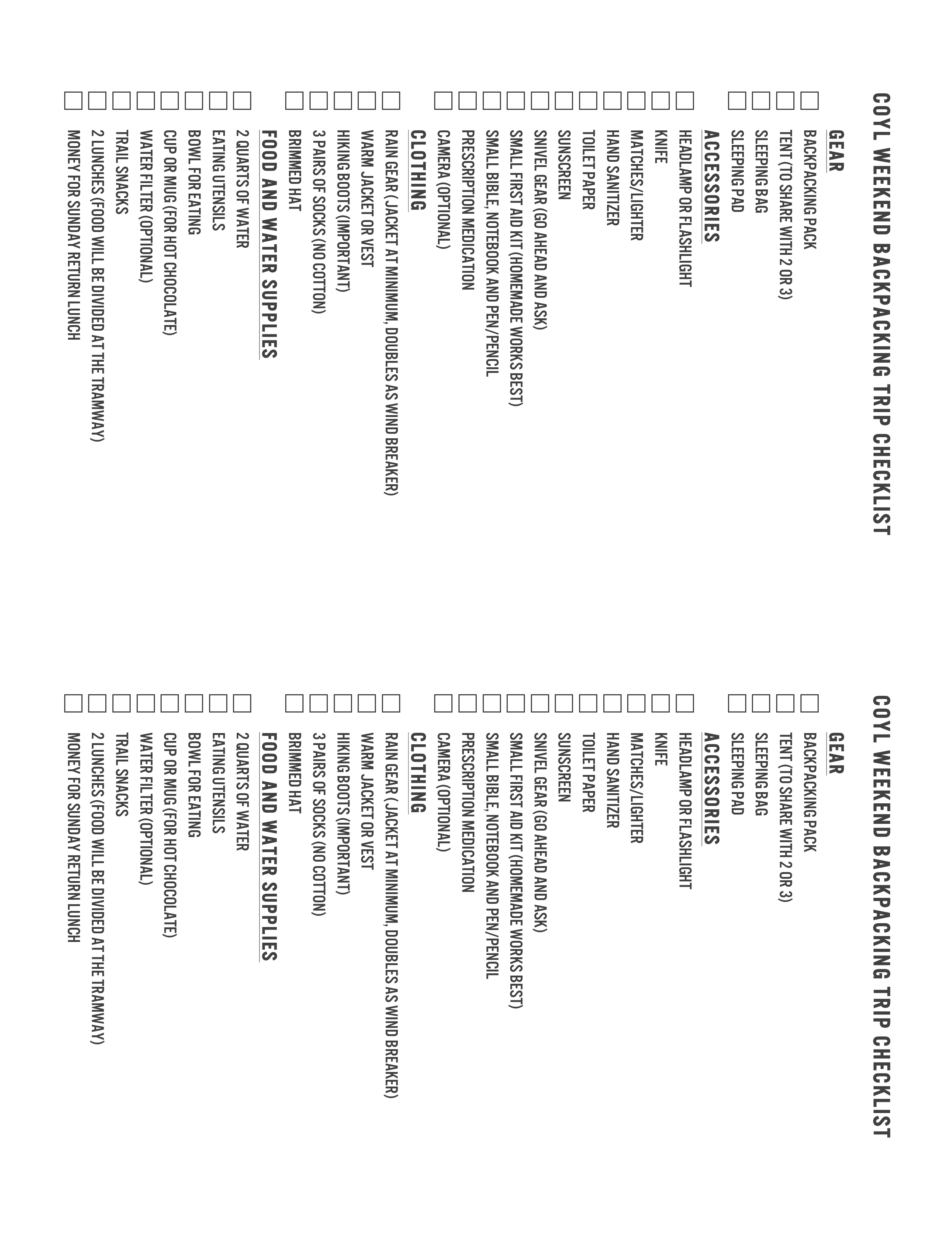 weekend backpacking checklist template