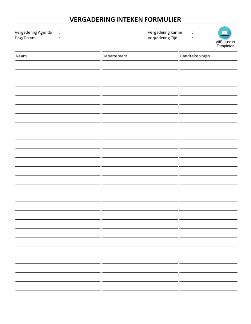 vergader ruimte planner template