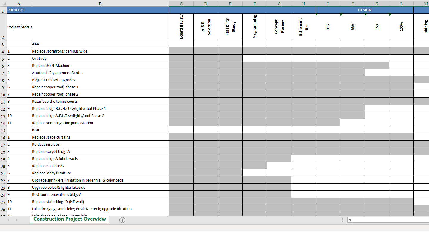 construction progress overview template Hauptschablonenbild