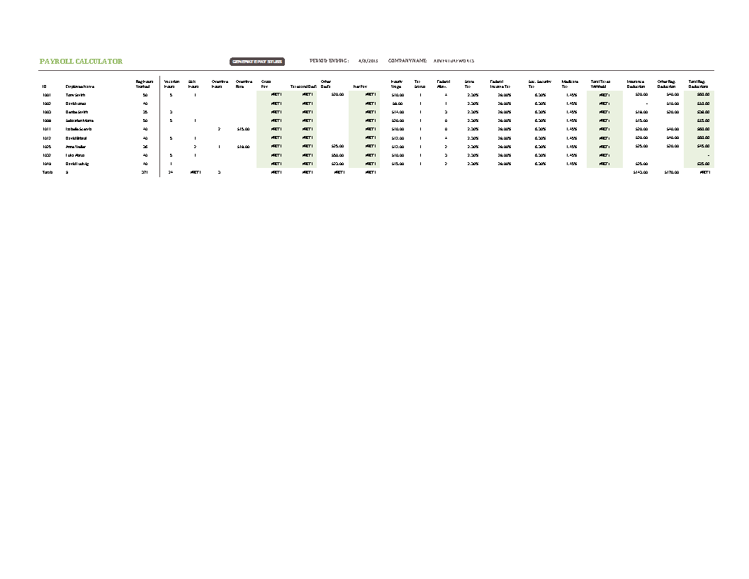 Payroll Check Stub Calculator format main image