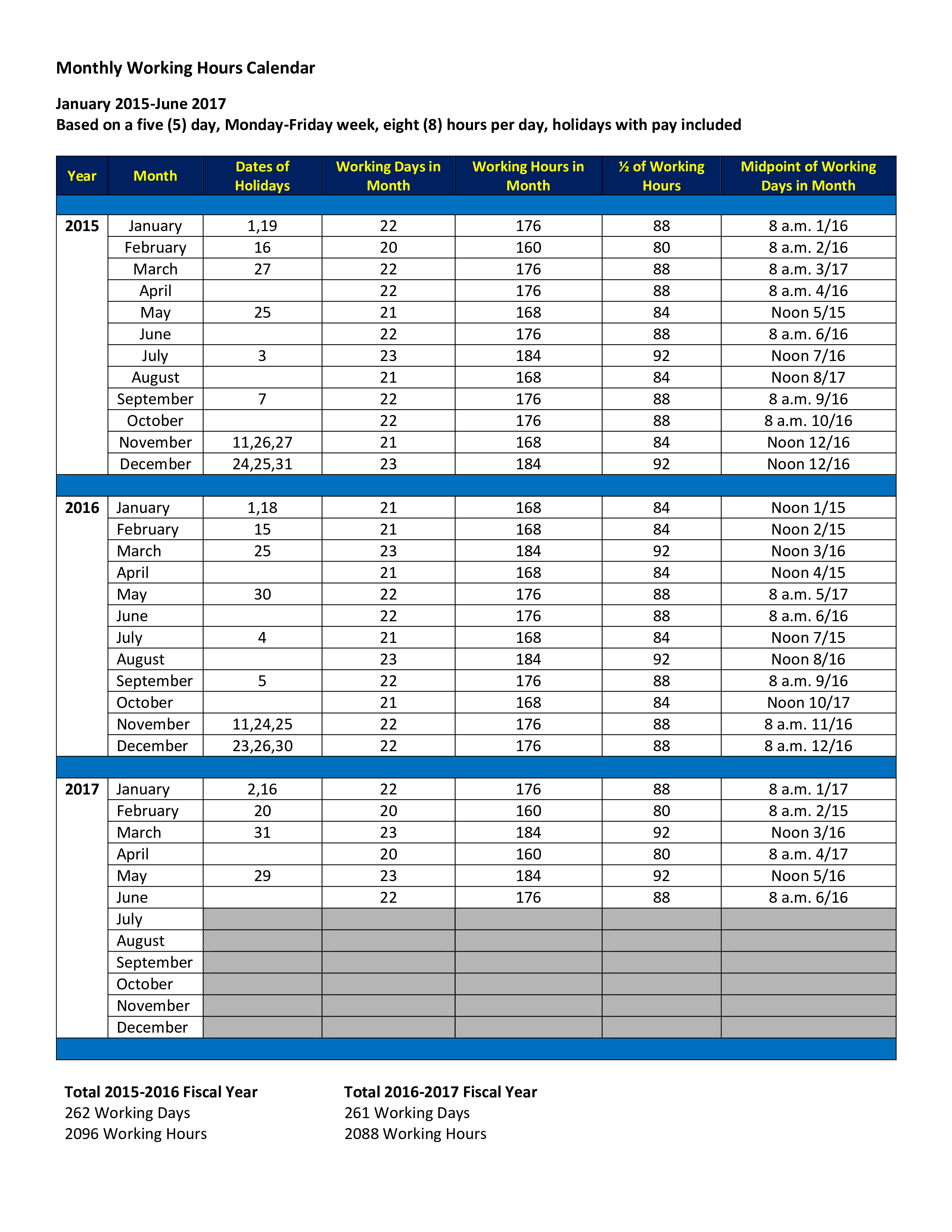 Monthly Work Calendar main image